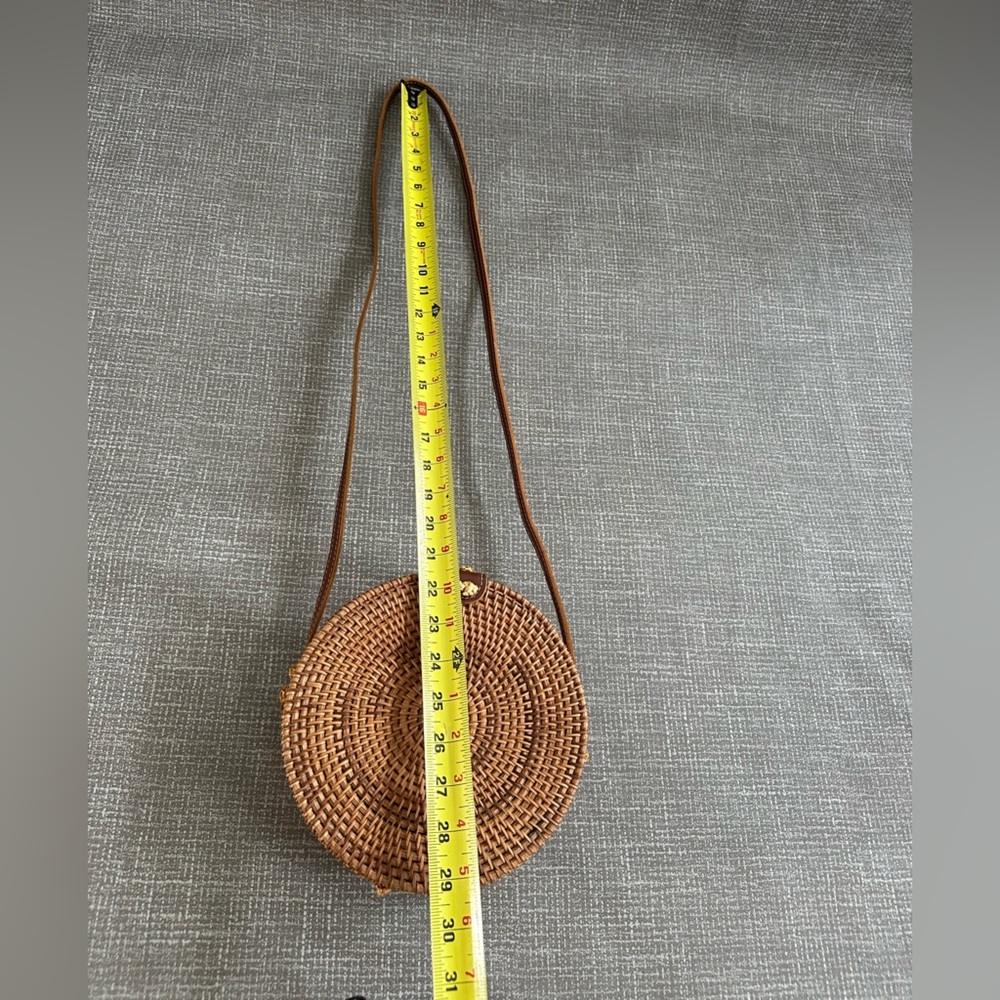 Wicker Round Rattan Woven straw bag Crossbody Purse Brown - Picture 13 of 13